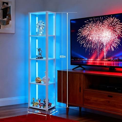MITELSON RGBCW Floor Lamp with Shelves, Smart Modern Floor Lamp with Music Sync, LED Color Changing Corner Display Shelf Lamp, Tall Lamps for Living Room and Bedroom, Bookshelf Lamp thumbnail 6