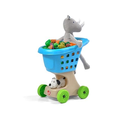 Step2 Little Helper's Shopping Cart for Kids, Play Grocery Cart, Made of Durable Plastic, for Toddlers 2+ Years Old, Blue thumbnail 6