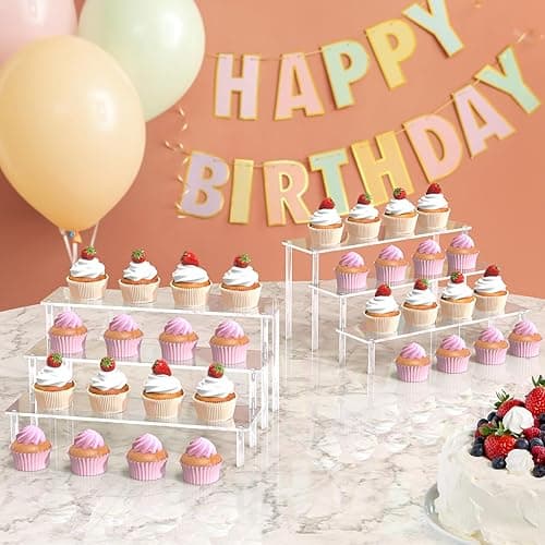 Aredpoook Acrylic Display Risers, 3 Tier Perfume Organizer Stand, Clear Cupcake Stand Holder, Large Shelf Risers for Figures, Dessert Shelves for Party, Riser Stand for Decoration and Organizer thumbnail 3