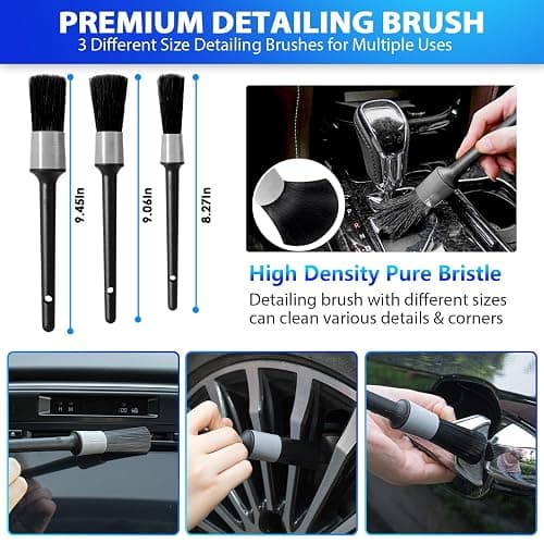 THINKWORK Car Cleaning Kit, Car Vacuum Kit, Gray Car Interior Detailing Kit with 8000PA High Power Vacuum, Including 7Pcs Detailing Brush Set and Bag thumbnail 4