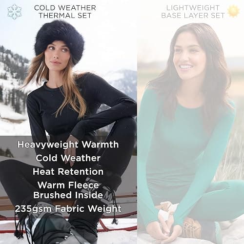 Cuddl Duds Womens Heavyweight Cold Weather Fleece Lined Thermal Set – Long Sleeve Top & Leggings - Winter Lounge Sets thumbnail 6
