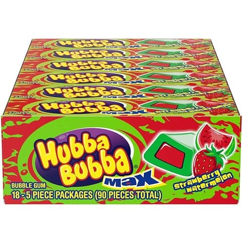 HUBBA BUBBA Bubble Gum Bulk, Chewing Gum Bulk Strawberry Watermelon Flavored, 18 Pack, 5 Pieces, Candy thumbnail 5