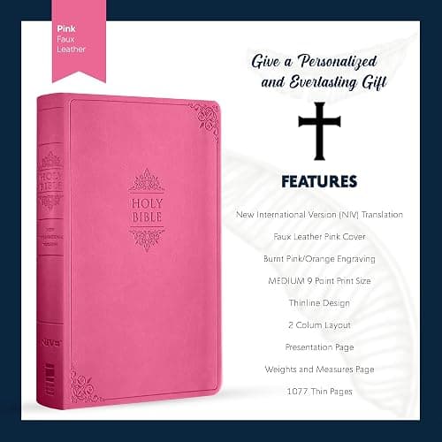 Personalized NIV Holy Bible Custom Engraved | Includes Name on Lower Right Corner of Faux Leather Cover | Custom Gift for Christian & Religious Celebrations (Pink | Medium Print, NIV) thumbnail 5