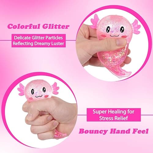 Axolotl Squishy Stress Ball, Soft TPR Slow Rising Squeeze Toy, Cute Axolotl Fidget Toy for Stress Relief, Anxiety Calming Sensory Toy for Kids Adults(Pink Long Tail Axolotl) thumbnail 4