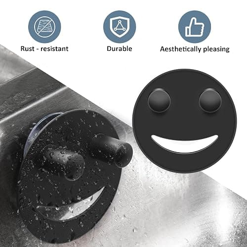 Yoshiky Stainless Steel Smiley Face Sponge Holder, Silver Sink Caddy Organizer Storage with Suction Cup for Kitchen, Kitchen Accessories Decor Scrubber-Black thumbnail 5