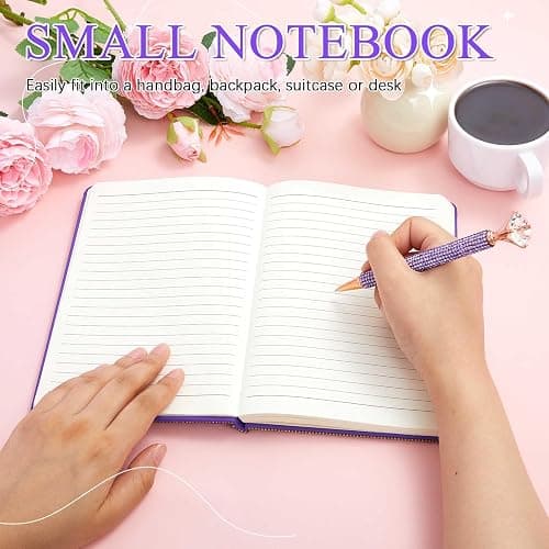 Resholder Purple A5 Rhinestone Notebook & Pen Set Bling Diary for Girls | Hard Cover Glitter Journal for Women, Sparkly Desk Accessories Gift for Women, Cute Classroom Supplies for Back to School thumbnail 6