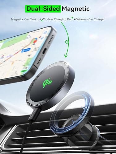 THREEKEY Qi2 MagSafe Charger, Magnetic Charger for iPhone 17/16/15/14/13/12 Series & Galaxy S25 Ultra, Qi2 Wireless Charger Dual-Sided Magnets, 15W Fast Charging Pad with 5FT USB-C Cable (Black) thumbnail 6