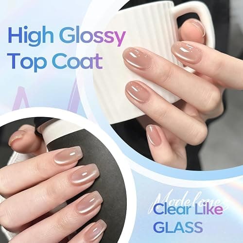 modelones Gel Top Coat, 15ml No Wipe Gel Nail Polish High Gloss Top Coat Shiny Long Lasting Clear Top for Acrylic Nails, Need U V/LED Lamp for Home DIY Gift Manicure Salon thumbnail 4