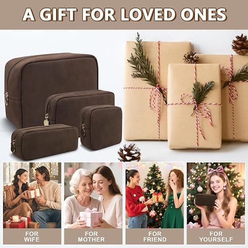 UIXIZQ Small Makeup Pouch for Purse, Suede Travel Toiletry Storage Pouch Cute Preppy Cosmetic Bag for Women Girls, Waterproof Makeup Organizer Skincare Bag Purse with Zipper (Small-Coffee) thumbnail 5