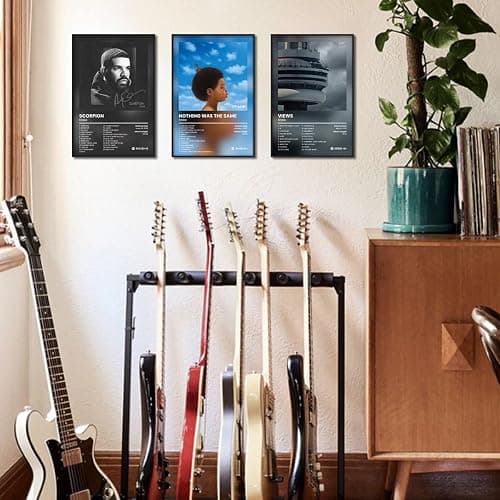 Anslivle 3-Piece Framed Canvas Drake Album Cover Posters, Black, 16x24 inches, Contemporary Music Wall Art for Living Room, Bedroom, Home Office thumbnail 4
