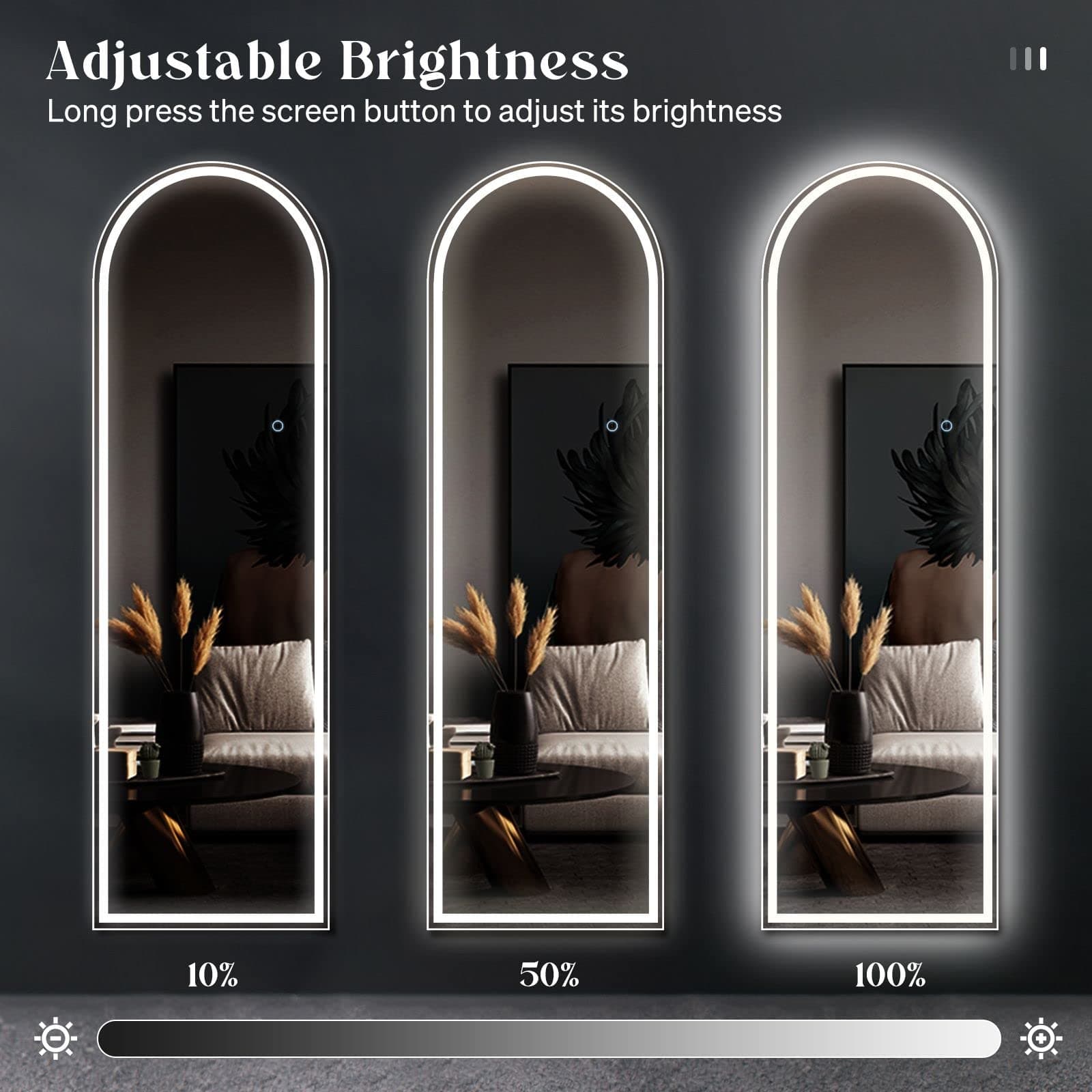 Maxkon LED Full Length Mirror Arched Body Floor Free Standing Hanging Leaning Lighted Bedroom Hallway 3 Lighting Colours thumbnail 5