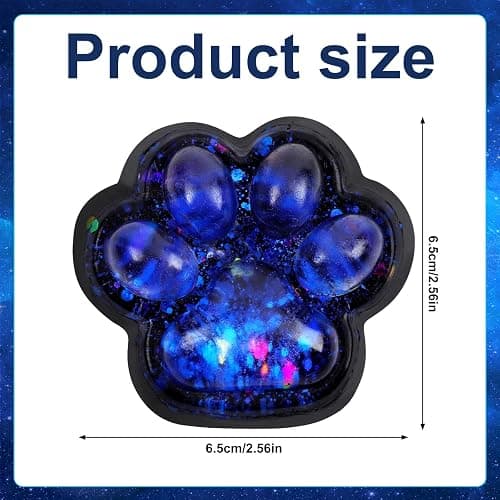 Cat Paw Squeeze Toy, Starry Sky Cat Paw Squish Toys Fun Squishy Pinch Taba Toys Fufu Kitty Relaxing Stress Kawaii Fidget for Kids Adults Halloween Easter Party Favors (Dazzling Blue) thumbnail 3