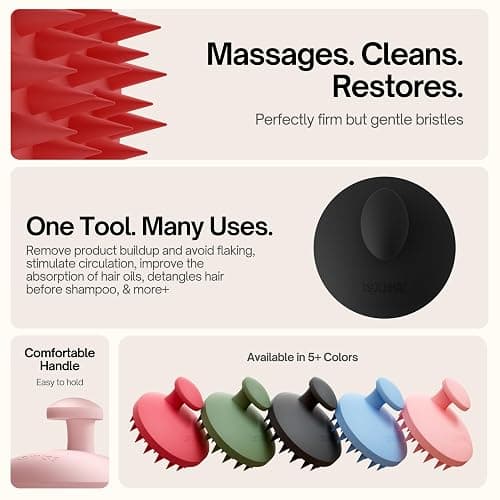 SXNSE - Revive Silicone Scalp Massager, Arctic - Manual Hair & Scalp Scrubber for Dandruff, Buildup, Itch, & Hair Growth - Soft Exfoliating Silicone Bristles for Wet & Dry Hair, Flake-Free Finish thumbnail 5