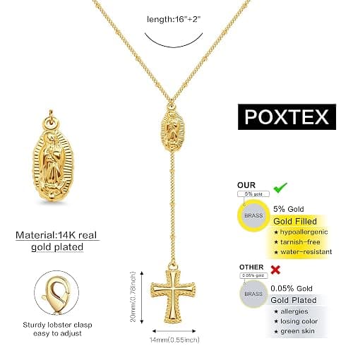 Easter Basket Stuffer Cross Necklace for Women Girls, Dainty 14K Gold Silver Plated Cross Choker Jewelry Non Tarnish Waterproof Cute Simple Small Necklace Christian Baptism Religious Faith Jewelry Gifts thumbnail 2