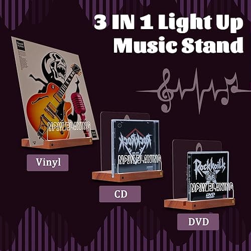 OkiyiD Light Up Now Playing Vinyl Record Stand, Record Holder Stand Display Decor, LED Wooden Base 16 Color Changing with Remote Control,Vinyl Album Storage Gifts for Music Lovers Room Decor thumbnail 8
