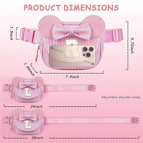 QLOVEA Daughter Gifts - Birthday Gifts for 3 4 5 6 7 8 9 10 11 12 13 Year Old Girls, Initial Fanny Pack Crossbody Bag Belt Bag Purse for Teen Girls Bean Pink B thumbnail 3