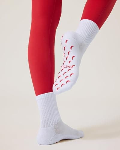 PAVOI ACTIVE Pilates Socks with Grips for Women - One Size Non Slip Quarter-Crew Grip Socks for Yoga, Barre - Bamboo Blend thumbnail 5