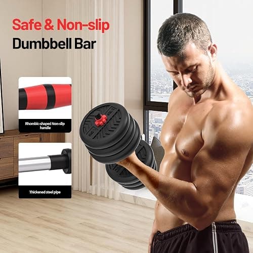 Adjustable Dumbbell, 20/30/40/60/80lbs Dumbbells Set, 4-in-1 Free Weights for Women/Men Workout Equipment Used as Barbell/Kettlebells/Push up Stand for Home Gym thumbnail 5