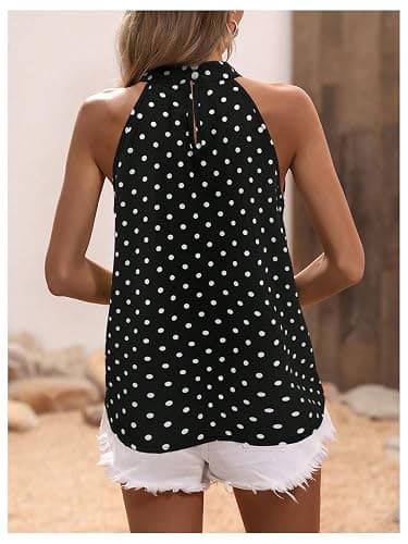WDIRARA Women's All Over Print Halter Vest Sleeveless Cut Out Back Summer Top thumbnail 2