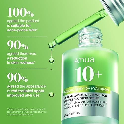 Anua Azelaic Acid 10 Hyaluron Redness Soothing Serum, Facial Serum for Blemish-Prone & Oily-Prone Skin, Lightweight & Hydrating Blemish Care, Hyaluronic Acid, Korean Skincare, 1.01 fl oz. thumbnail 8