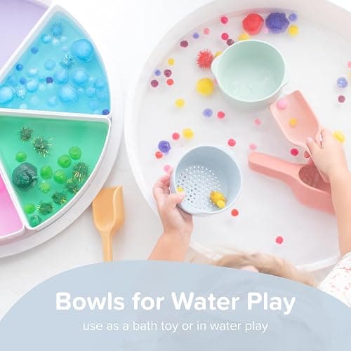 Inspire My Play - 3 x Nesting Bowls and Sieve - Perfect for Sensory PlayTray - Sensory Bin Accessories - Special Education Classroom Supplies - Montessori Education Toys - Coral thumbnail 4
