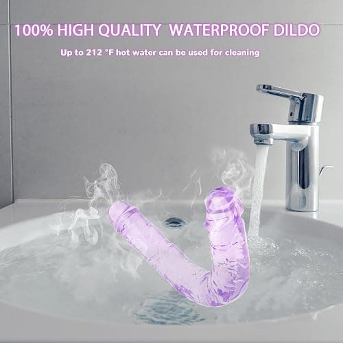 11.8 * 1.37 Inches Double Dildo Crystal Jelly Realistic Anal Long Dildo Penis Soft and Flexible with Veins and Glans Adult Sex Toys for Women/Men/Lesbian Purple thumbnail 5