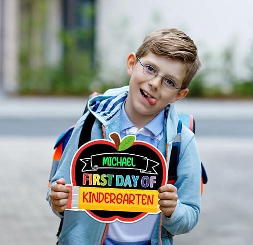 JUESMOS First and Last Day of School Chalkboard First Day of School Sign | 9.5"x11.8" Double Sided Apple Pencil Sign Back to School Supplies Reusable 1st Day of Kindergarten Preschool Photo Props Sign thumbnail 7