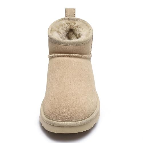 bebealy Genuine Suede Mini Boots for Women Winter Fuzzy Snow Boots Short Ankle Boot with Fur Lined thumbnail 3