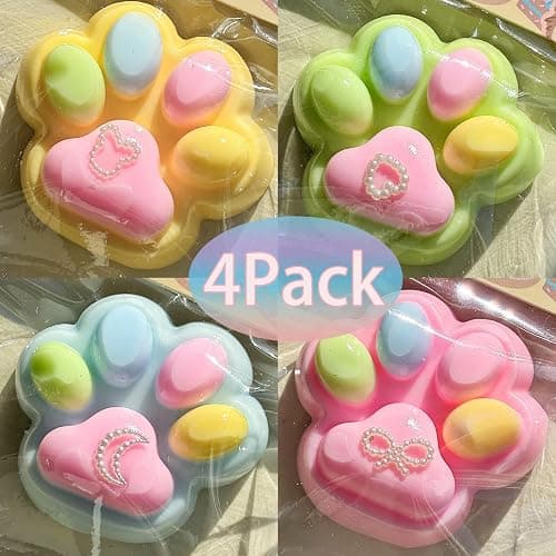 4 Pack Taba Squishy Toys for Kids Party Favors,Colorful Cat Paw Squishy Fidget Toy Silicone Squeeze Toys,Birthday Decorations for Kids, Stress Relief Toys for Boys Girls thumbnail 7