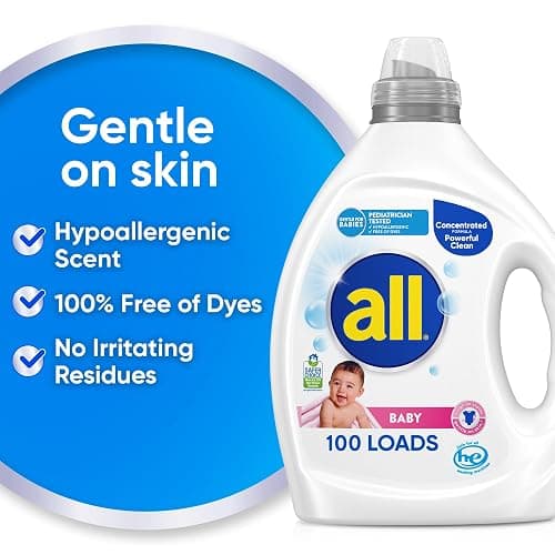 all Baby, Gentle for Baby, Liquid Laundry Detergent, Hypoallergenic for Sensitive Skin, Concentrated, 75oz, 100 Loads thumbnail 4