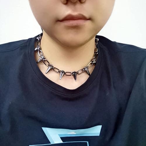 Reaowazo Spike Chokers for Women Choker Goth Necklaces Mens Chain Choker Collar Punk Streetwear Handmade Adjustable Vintage Rivet Jewelry thumbnail 3