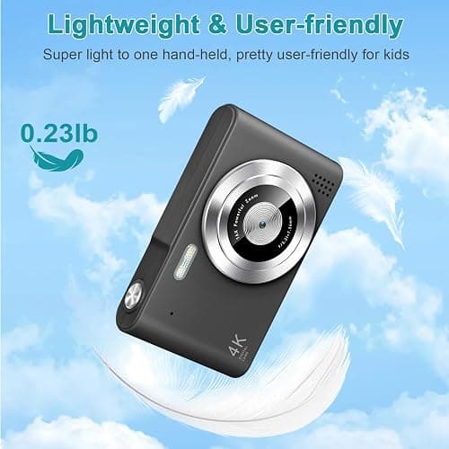 Digital Camera, Camera for Kids, UHD 4K 48MP Point and Shoot Digital Cameras with 64GB SD Card and 16X Digital Zoom Anti Shake, Compact Portable Small Gift for Boys Girls Students, Black thumbnail 7