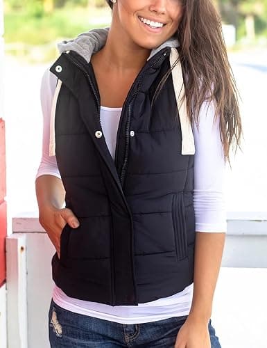 Yeokou Women's Slim Sleeveless Quilted Removable Hooded Winter Puffer Vest Coat thumbnail 2