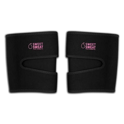 Sports Research Sweet Sweat® Thigh Trimmers Medium (Pink Logo) 2 Pair | Premium Thigh Bands, Sauna Effect Slimming Wraps, Increases Sweat During Exercise - Adjustable Pair · Latex-Free Neoprene - Image 1