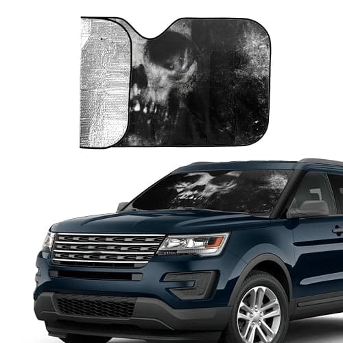 Scary Halloween Spooky Skull Horror Windshield Sunshade for Car SUV Truck Foldable Uv Ray Reflector Front Window Sun Shade Visor Shield Cover - Scary Halloween Spooky Skull Horror thumbnail 4