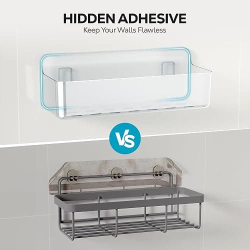 Nieifi Adhesive Shower Shelves, Clear, 5 Pieces | Rustproof ABS, Large Capacity, Removable Design, Easy-Clean, No Drilling Shower Organizer for Bathroom Storage & Home Decor thumbnail 6