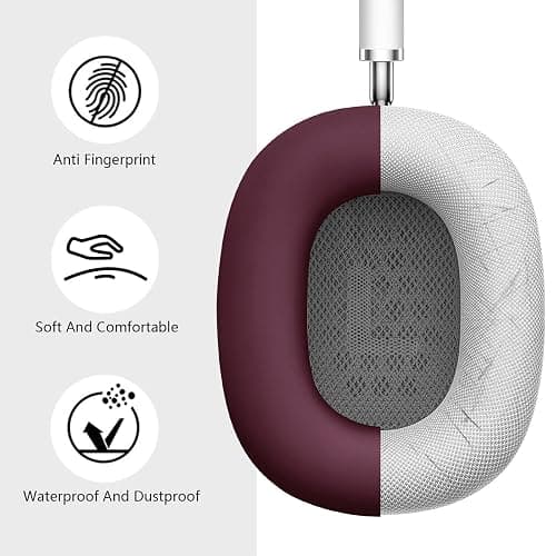 Filoto Case for Airpods Max Headphones,Ear Pad Case Cover/Ear Cups Co ver/Headband for AirPods Max(USB-C/Lightning)(2024/2020),Silicone for Apple Airpod Max,Accessories Cases(Burgundy) thumbnail 3