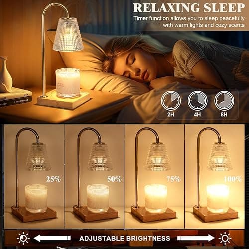 Hong-in Candle Warmer Lamp with Timer Dimmer,Birthday Gifts for Women Mom Sister,House Warming Gifts New Home Room Decor,Vintage Wax Warmer for Scented Wax Jar Candles thumbnail 4