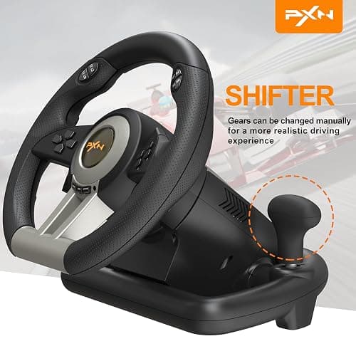 PXN Racing Wheel - Gaming Steering Wheel for PC, V3II 180 Degree Driving Wheel Volante PC Universal Usb Car Racing with Pedal for PS4, PC, PS3,Xbox Series X|S, Xbox One thumbnail 4