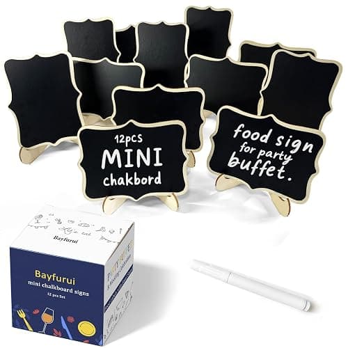 12pcs Mini Chalkboard Signs with Stand,Food Labels for Party Buffet, Food Tag/Name Card for Wedding Table, Name Tag Drink Labels Taco/Candy Bar/Bake Sale Food Sign, Catering Supplies Buffet Display - Image 1