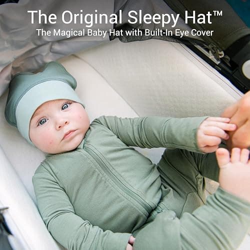 Sleepy Hat The Original Baby Sleep Mask & Soft Eye Shade – Newborn, Sun Hat & Beanie – Travel & Baby Gifts thumbnail 2
