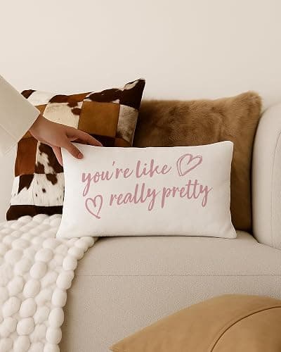 FGFK Preppy Pink You're Like Really Pretty Pillow Cover 12x20, Trendy Girly Pink and White Inspirational Decorative Throw Pillow Cover for Nursery Girls Room Bedroom Dorm Apartment Sofa Couch thumbnail 6