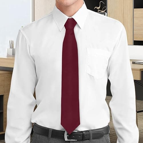 JUNMEISI Men's Ties Solid Pure Color 3.15" (8CM) Necktie Black Ties For Men thumbnail 2