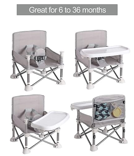 PandaEar Portable Baby Seat Travel Chair| Compact Fold with Straps for Indoor/Outdoor Use| Great for Camping, Beach, Lawn |Toddlers, Kids, Boys, Girls (Neural Seat) thumbnail 4