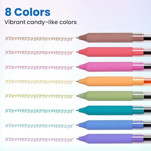 WRITECH Gel Pens Fine Point: 0.5mm Multicolor Ink Retractable 8ct Smooth Writing No Smear for Journaling Drawing Note Taking Silent Click Assorted Colored Pen Set 8ct Juice color thumbnail 3
