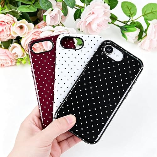 DuiDuiQ Polka Dot Pattern Phone Case for iPhone 16e/17e 6.1", Wine | Cute Aesthetic Case for Women Girls,Dual-layer Shockproof Protective Phone Cover,No Fading Print thumbnail 5