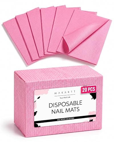 Makartt Disposable Nail Mats: 20 Pcs Foldable Nail Paper Towels for Table Acrylic Practice Sheet 3 Ply Waterproof Nail Art Table Mats Clean Pads for Salon Manicure Tattoo Pink - Image 1