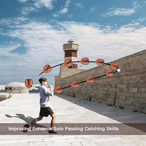 PassCatch Training Football, Peewee Size(Ages 3-9) Kids/Youth (Ages 7-13) Official Size(Ages 13+) Fatherless Bounce Back Leather Football Improving Enhance Solo Passing Catching Skills thumbnail 4
