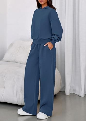 PRETTYGARDEN Womens Sweatsuits 2 Piece Set 2026 Casual Winter Long Sleeve Hoodie Loose Wide Leg Sweatpants Fall Tracksuit thumbnail 3