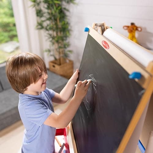Melissa & Doug Deluxe Standing Art Easel - Dry-Erase Board, Chalkboard, Paper Roller - FSC Certified thumbnail 6